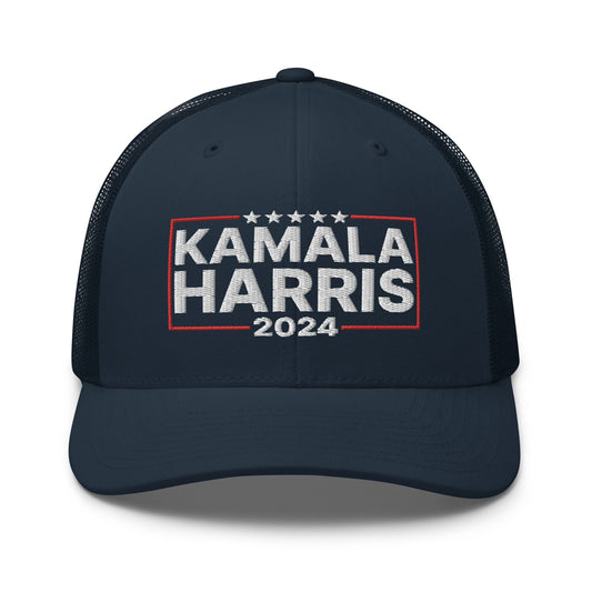 Kamala Harris 2024 Retro Trucker Hat Navy