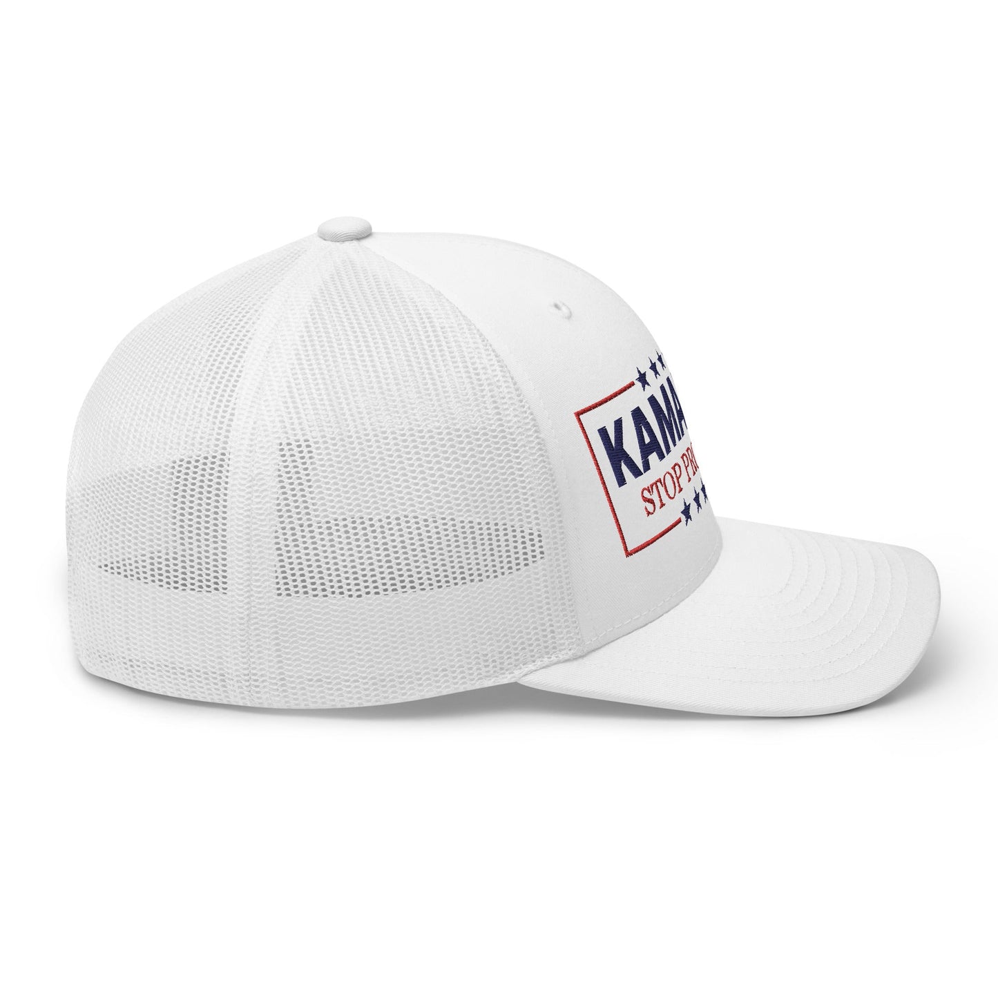 Kamala Harris 2024 Stop Project 2025 Retro Trucker Hat White