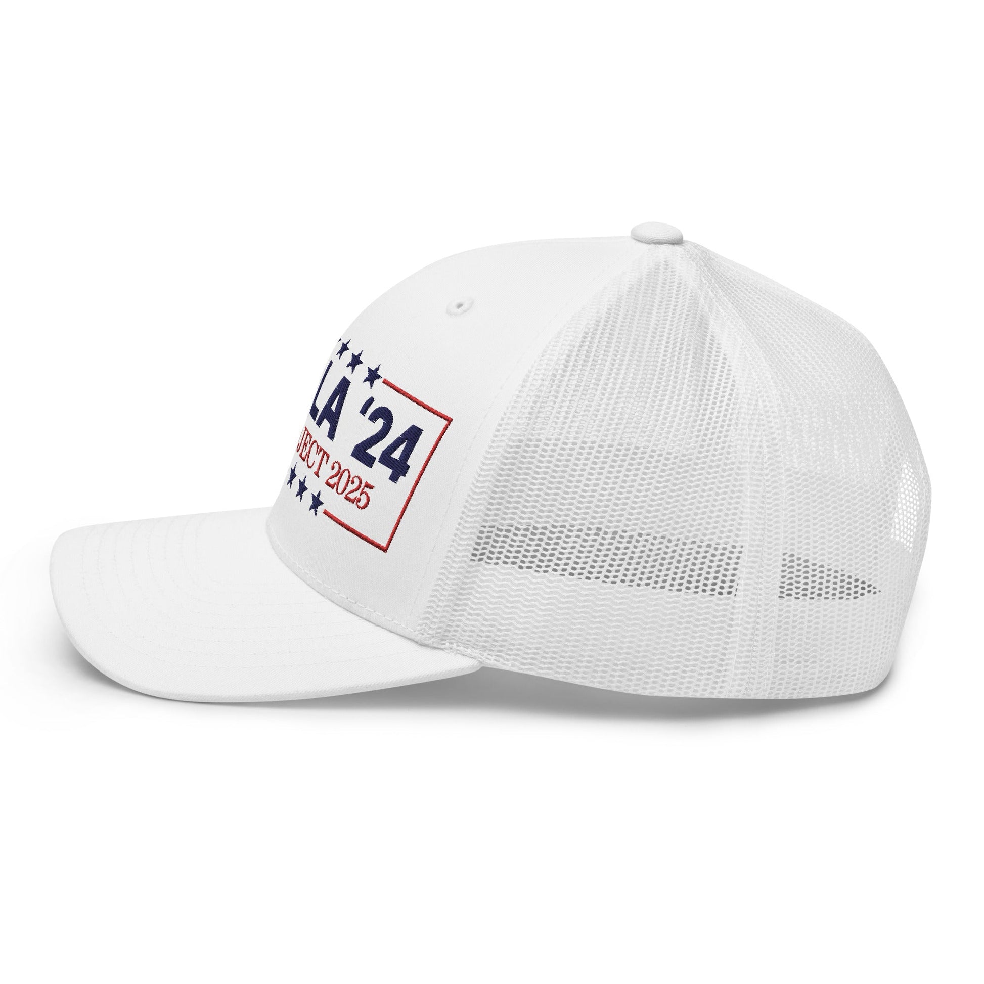 Kamala Harris 2024 Stop Project 2025 Retro Trucker Hat White