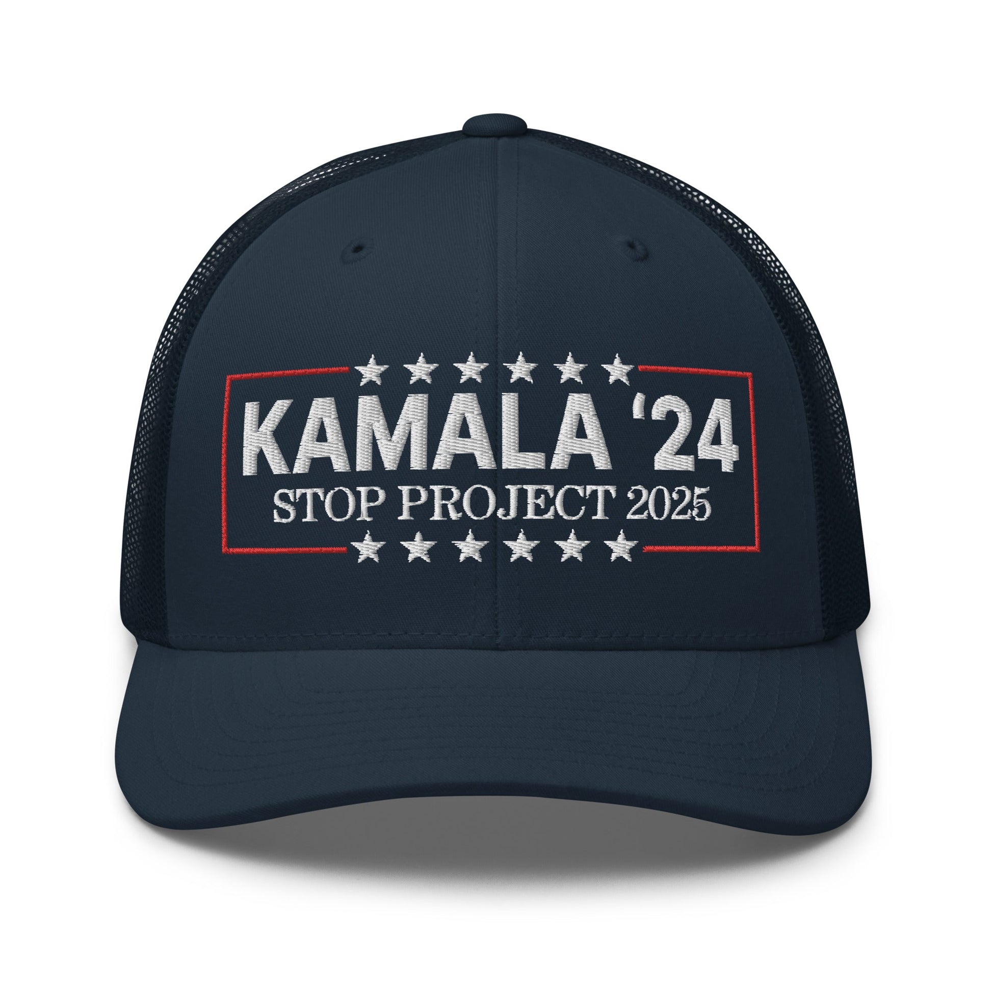 Kamala Harris 2024 Stop Project 2025 Retro Trucker Hat Navy