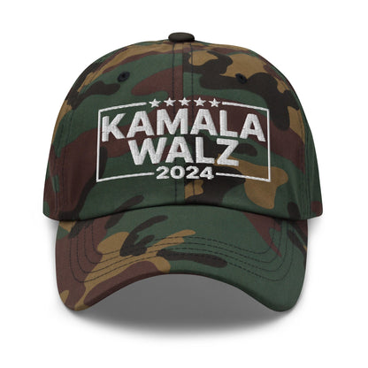 Kamala Harris 2024 Tim Walz Dad Hat Green Camo