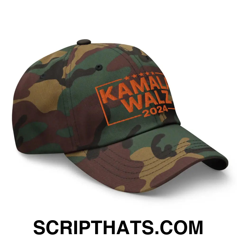 Kamala Harris 2024 Tim Walz Dad Hat Orange Camo Camo