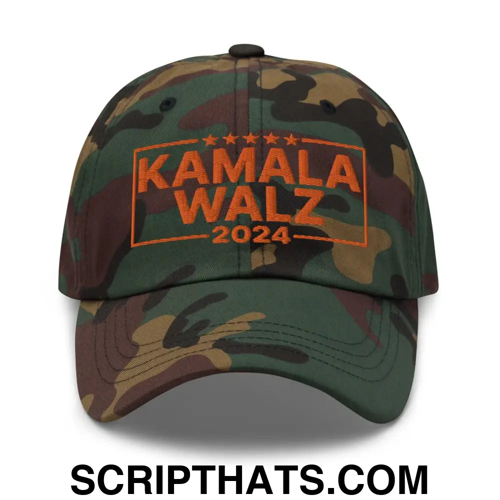 Kamala Harris 2024 Tim Walz Dad Hat Orange Camo Camo