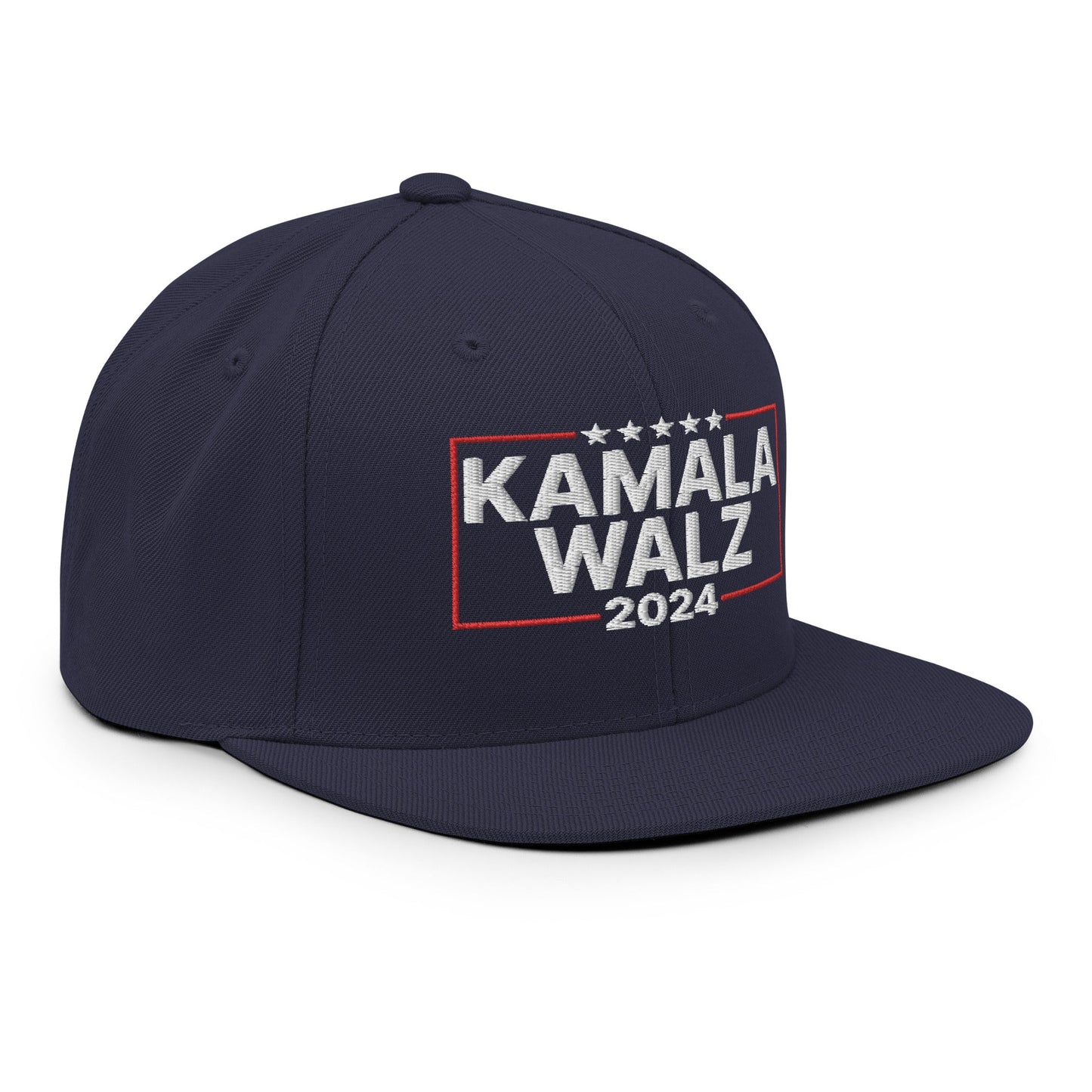 Kamala Harris 2024 Tim Walz Flat Bill Brim Snapback Hat Navy