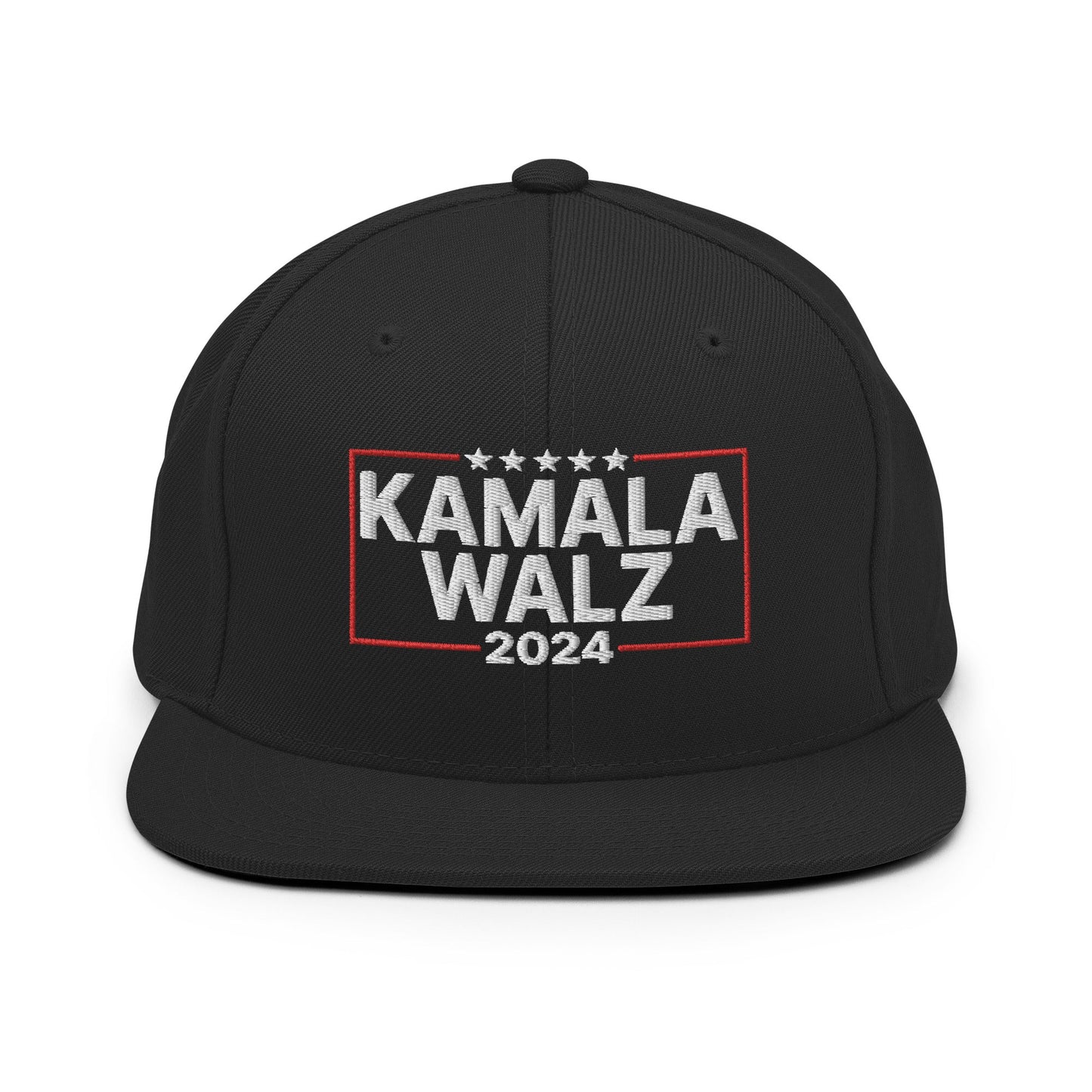 Kamala Harris 2024 Tim Walz Flat Bill Brim Snapback Hat Black