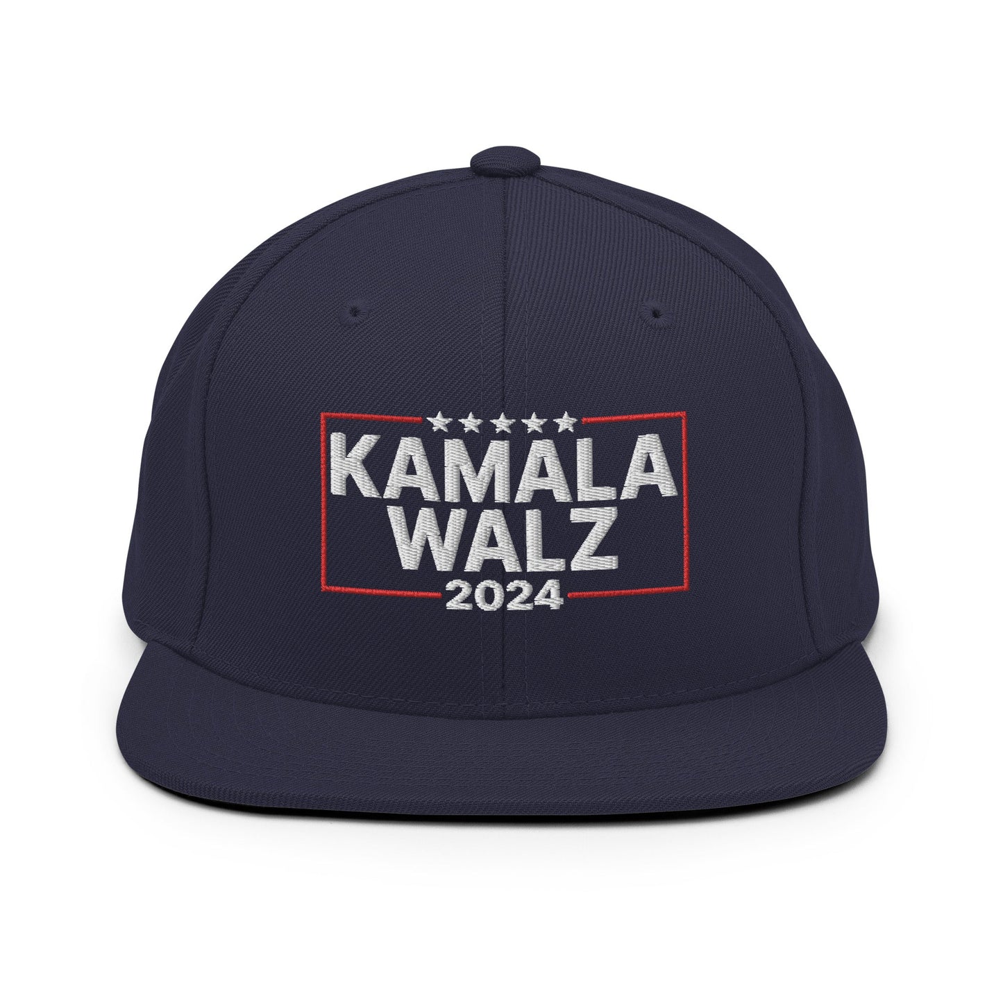 Kamala Harris 2024 Tim Walz Flat Bill Brim Snapback Hat Navy