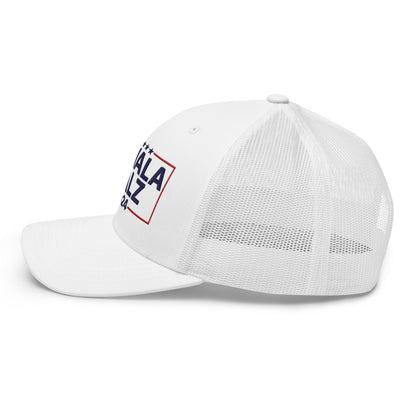 Kamala Harris 2024 Tim Walz Retro Trucker Hat White