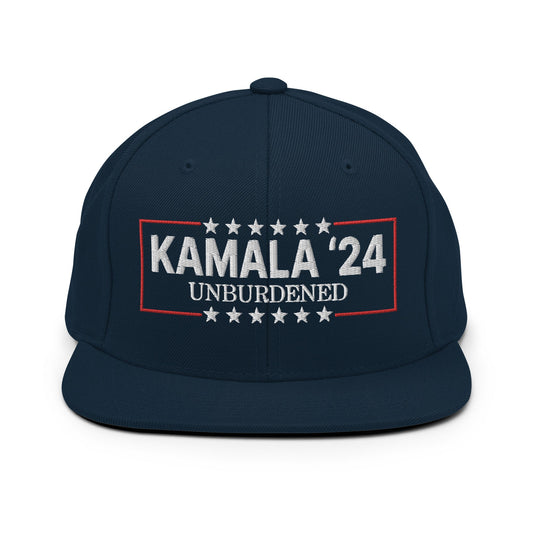 Kamala Harris 2024 Unburdened Flat Bill Brim Snapback Hat Dark Navy