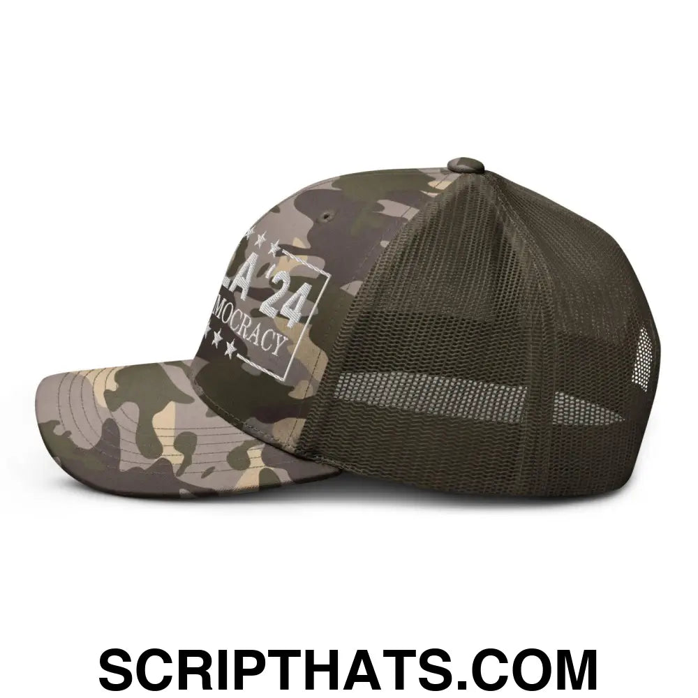 Kamala Harris 2024 Uphold Democracy Camo Trucker Hat Camo Olive