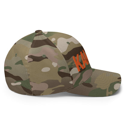 Kamala Harris Embroidered Stretch Fit Baseball Hat Orange Camo Multicam Green