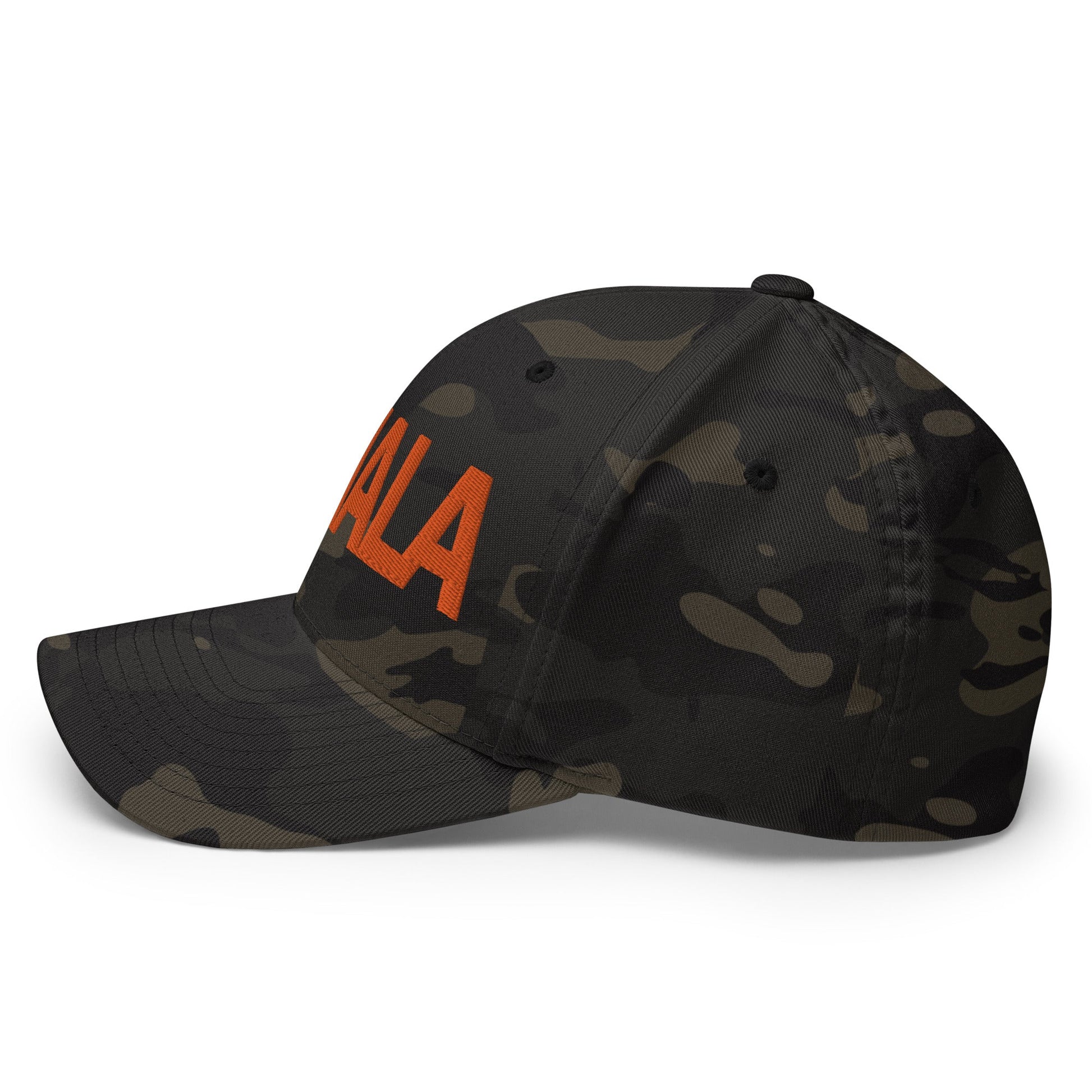 Kamala Harris Embroidered Stretch Fit Baseball Hat Orange Camo Multicam Black