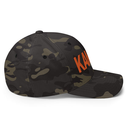 Kamala Harris Embroidered Stretch Fit Baseball Hat Orange Camo Multicam Black