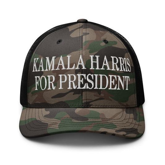 Kamala Harris for President Camo Trucker Hat Camo Black