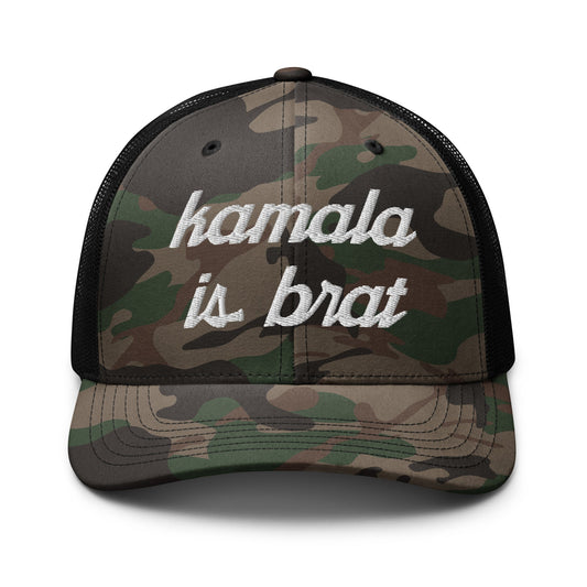 Kamala Harris is Brat Camo Trucker Hat Camo Black