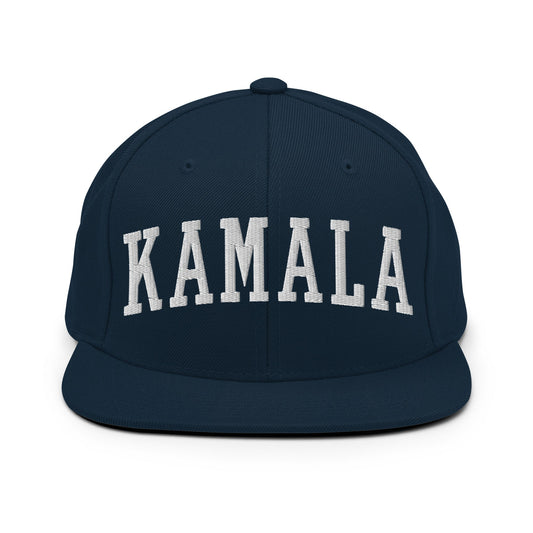 Kamala Harris Letterman Varsity Block Flat Bill Brim Snapback Hat Dark Navy