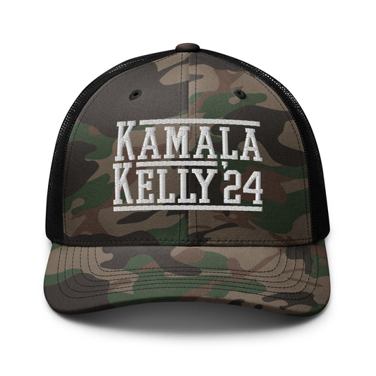 Kamala Harris Mark Kelly 2024 Camo Trucker Hat Camo Black