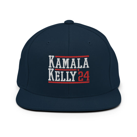 Kamala Harris Mark Kelly 2024 Flat Bill Brim Snapback Hat Dark Navy