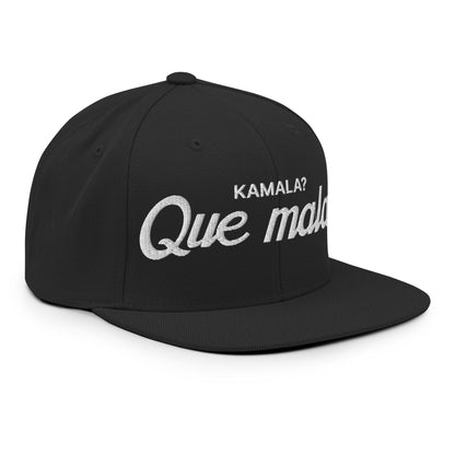 Kamala Harris Que Mala Flat Bill Brim Snapback Hat Black