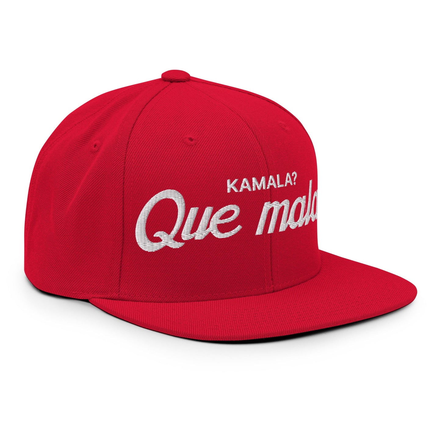 Kamala Harris Que Mala Flat Bill Brim Snapback Hat Spruce