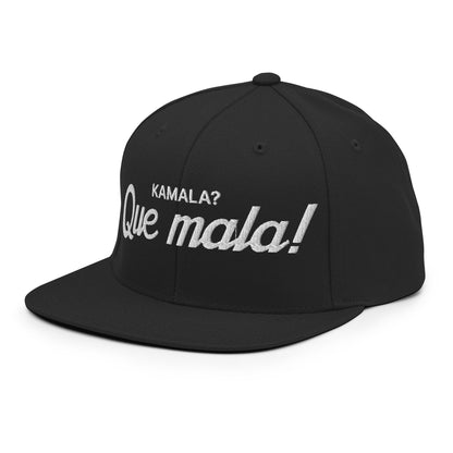 Kamala Harris Que Mala Flat Bill Brim Snapback Hat Black