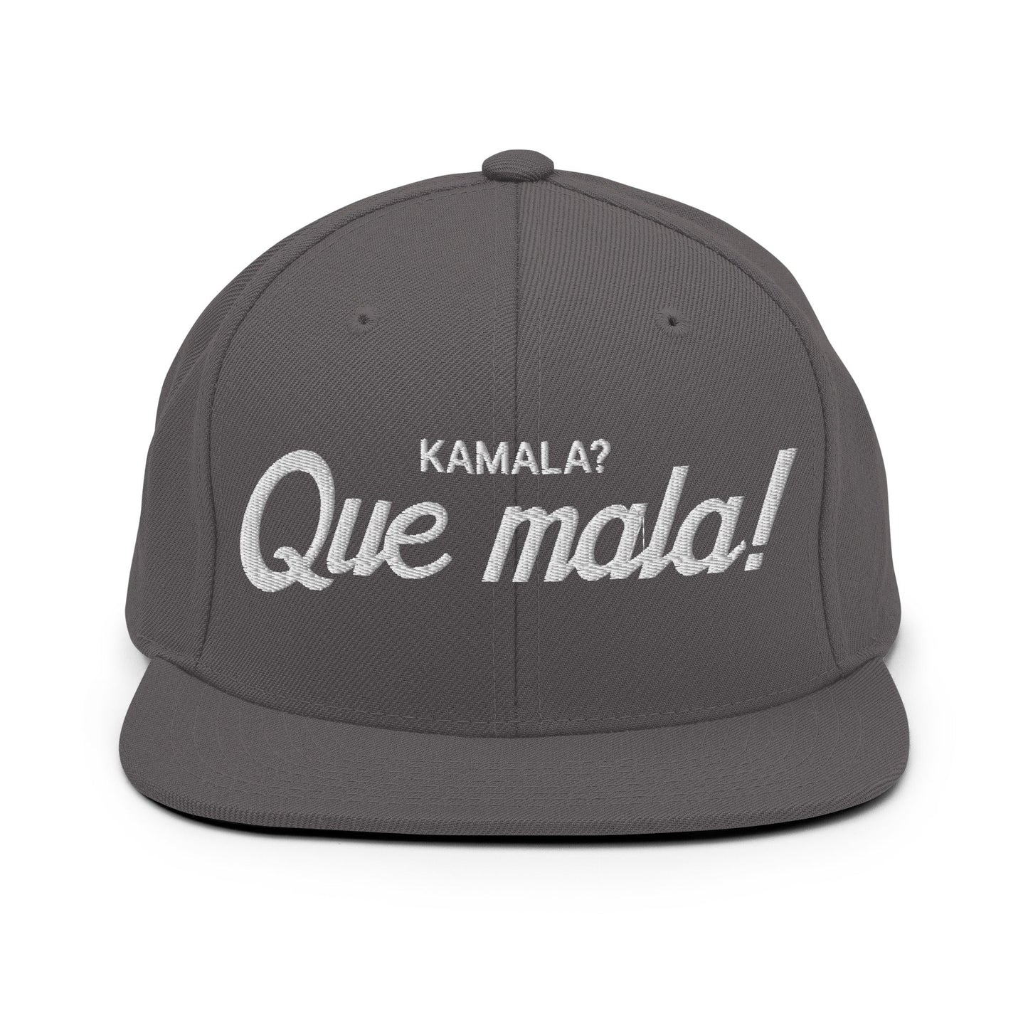 Kamala Harris Que Mala Flat Bill Brim Snapback Hat Dark Grey