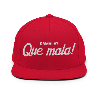 Kamala Harris Que Mala Flat Bill Brim Snapback Hat Red