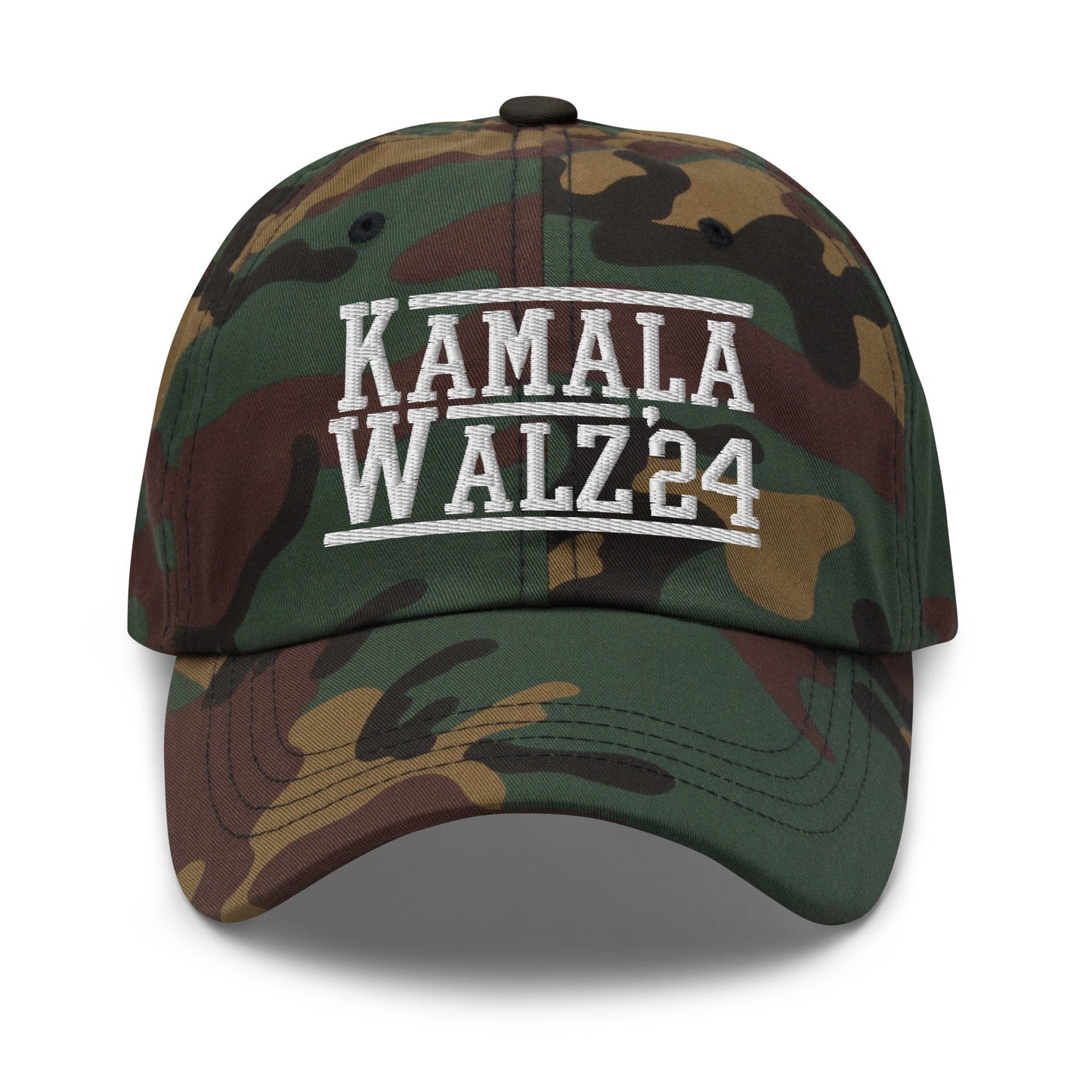 Kamala Harris Tim Walz 2024 Dad Hat Green Camo