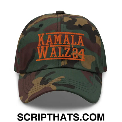 Kamala Harris Tim Walz 2024 Dad Hat Orange Camo