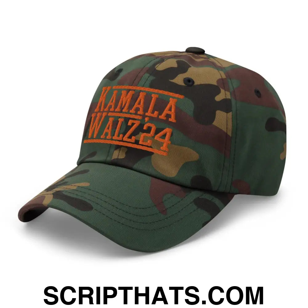 Kamala Harris Tim Walz 2024 Dad Hat Orange Camo