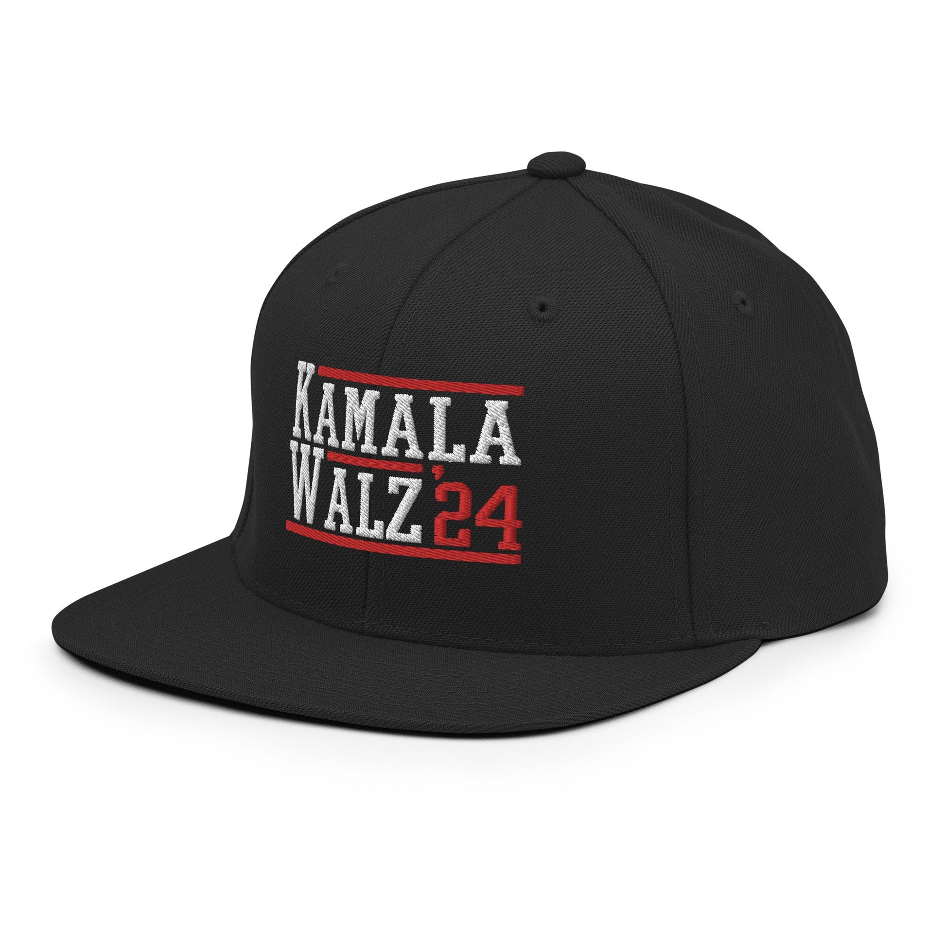 Kamala Harris Tim Walz 2024 Flat Bill Brim Snapback Hat Black