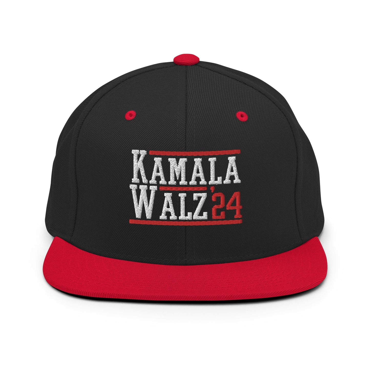 Kamala Harris Tim Walz 2024 Flat Bill Brim Snapback Hat Black Red