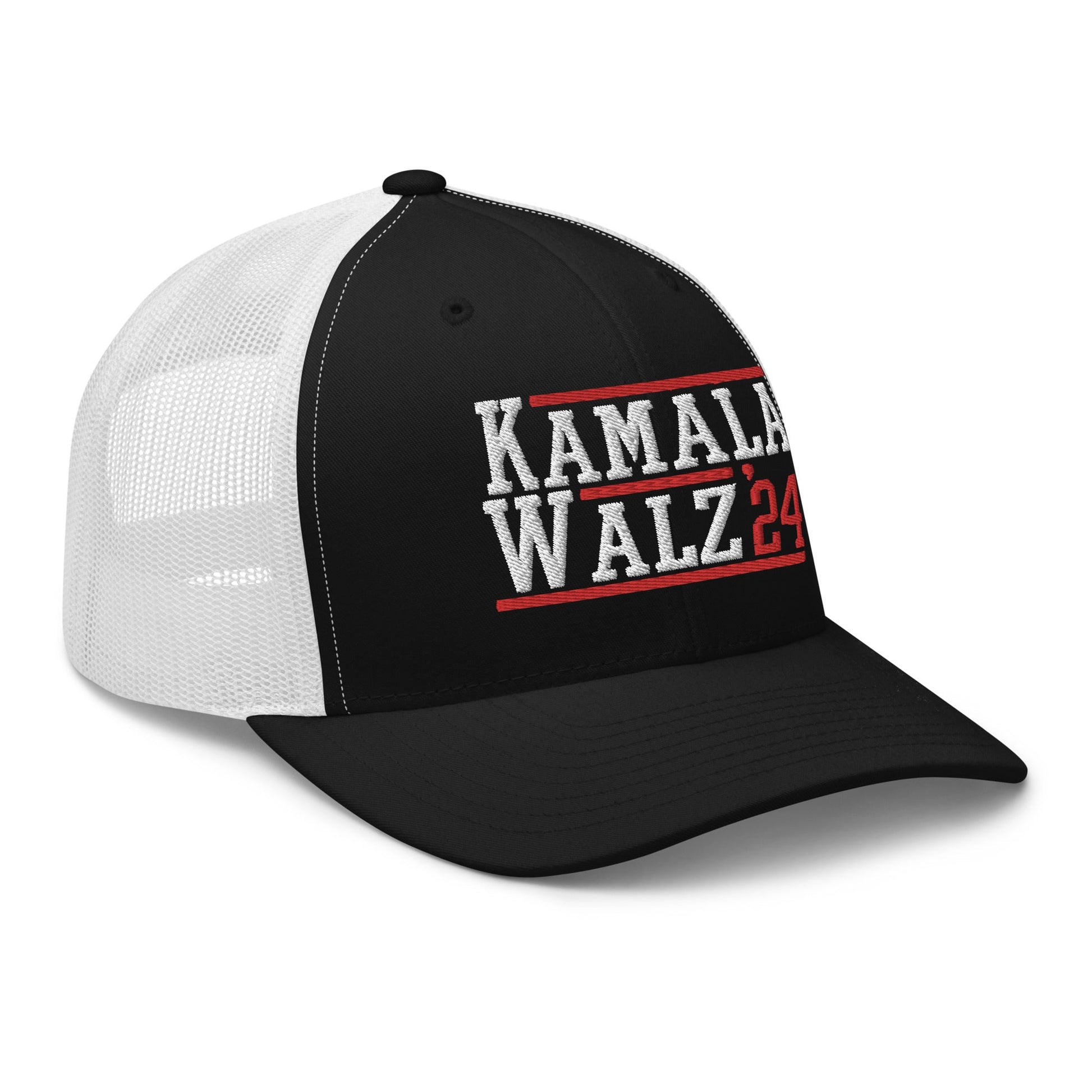 Kamala Harris Tim Walz 2024 Retro Trucker Hat Black White