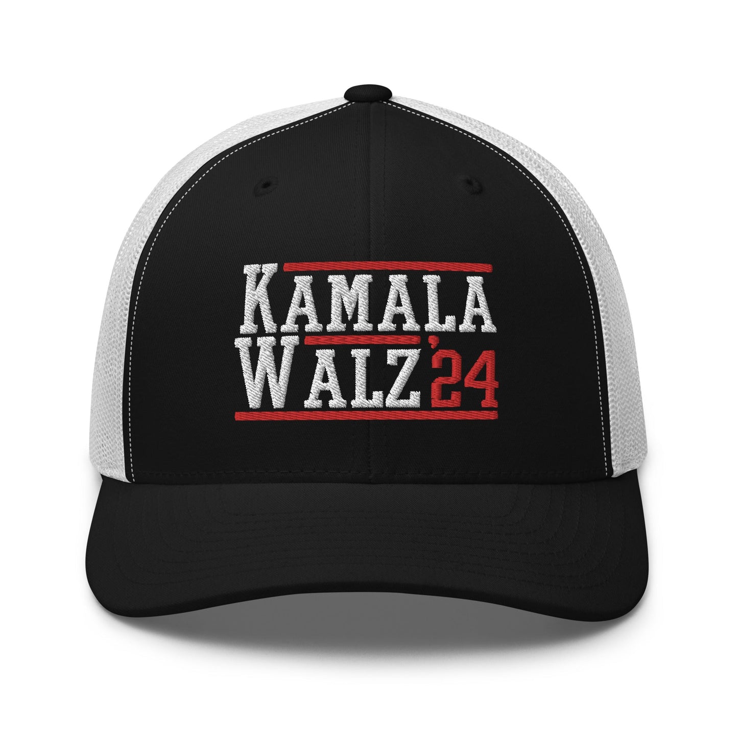 Kamala Harris Tim Walz 2024 Retro Trucker Hat Black White