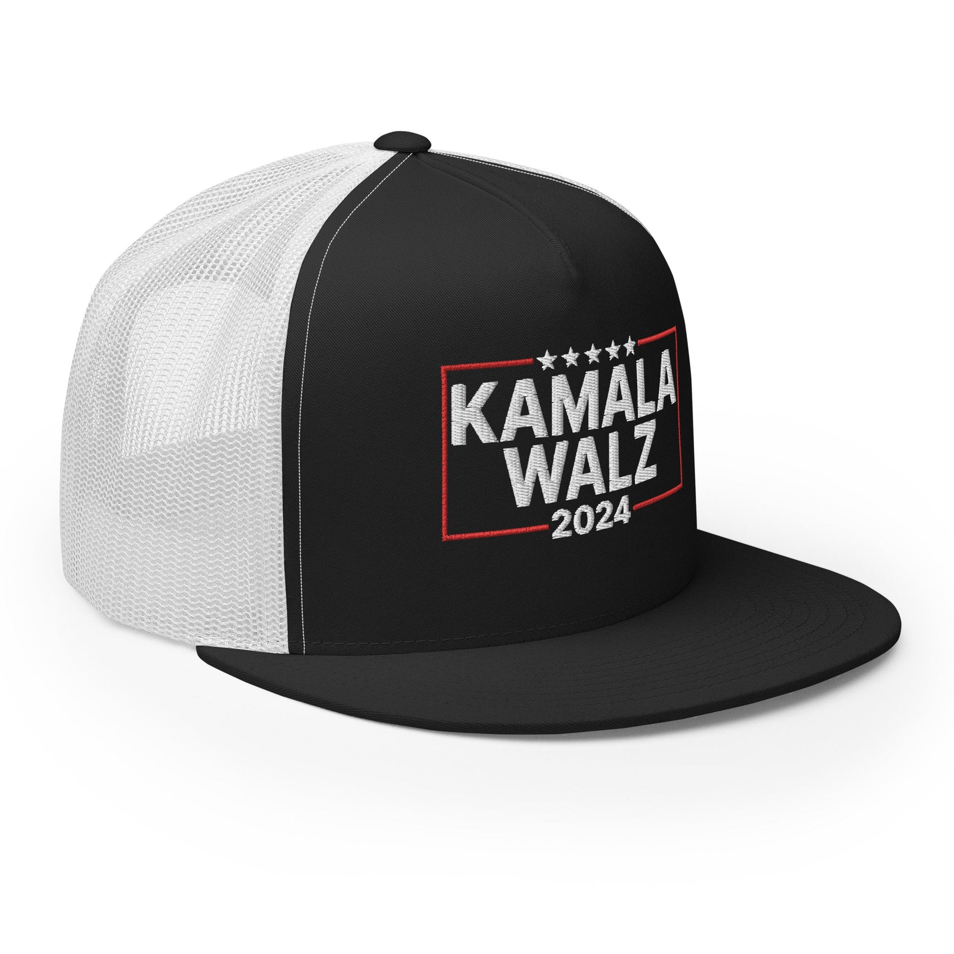 Kamala Harris Tim Walz 24 2024 Flat Bill Brim Trucker Hat Navy