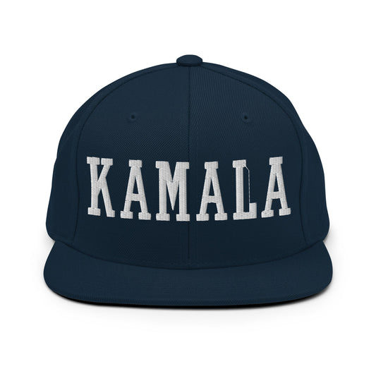 Kamala Harris Varisty Letterman Block Flat Bill Brim Snapback Hat Dark Navy