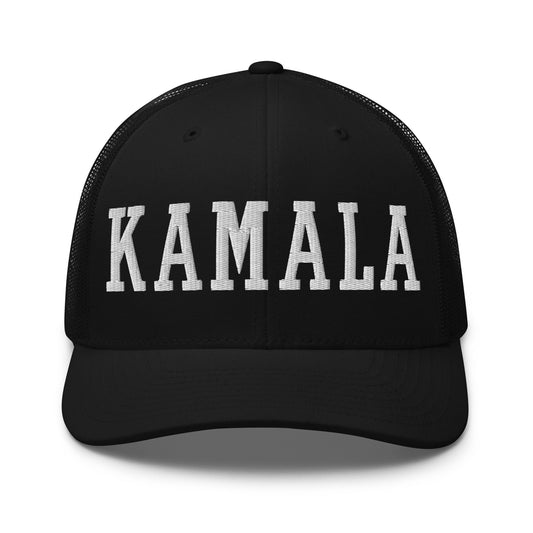 Kamala Harris Varisty Letterman Block Retro Trucker Hat Black