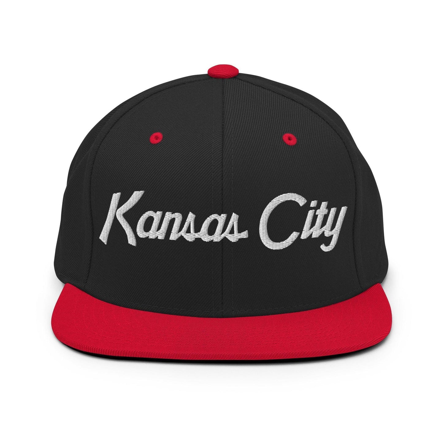 Kansas City Script Snapback Hat Black Red