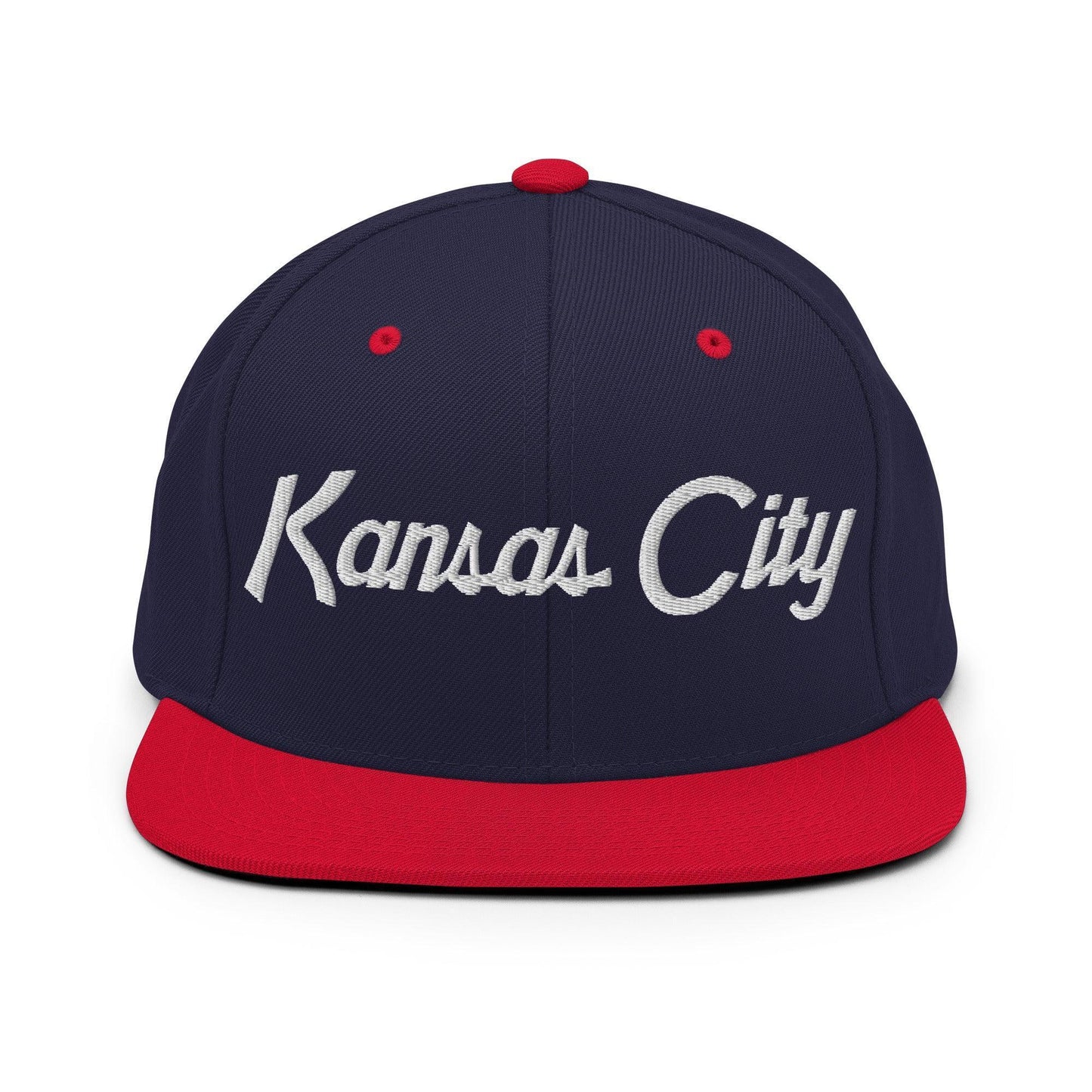 Kansas City Script Snapback Hat Navy Red