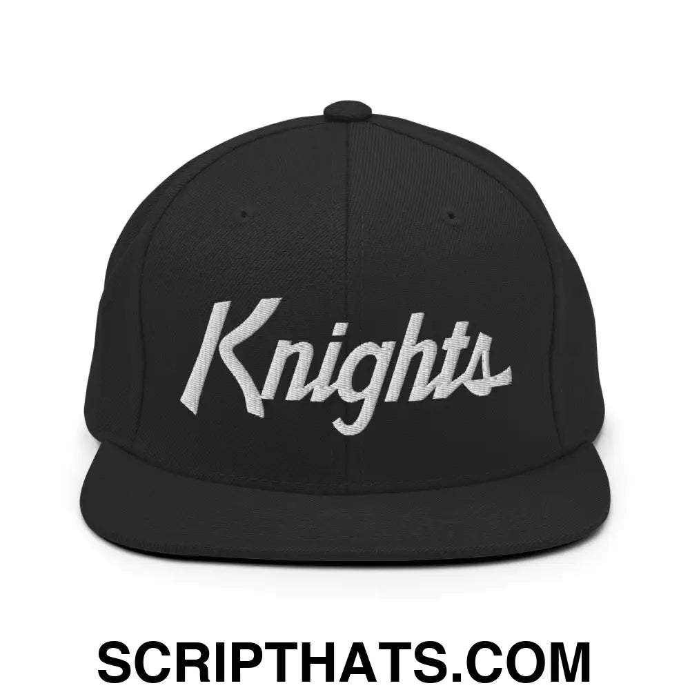 Knights School Mascot Script Snapback Hat Black