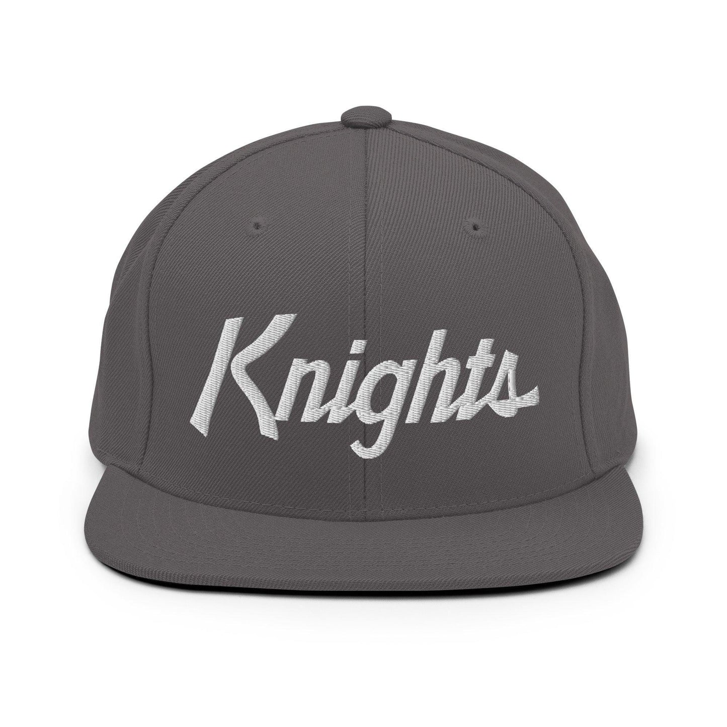 Knights School Mascot Script Snapback Hat Dark Grey