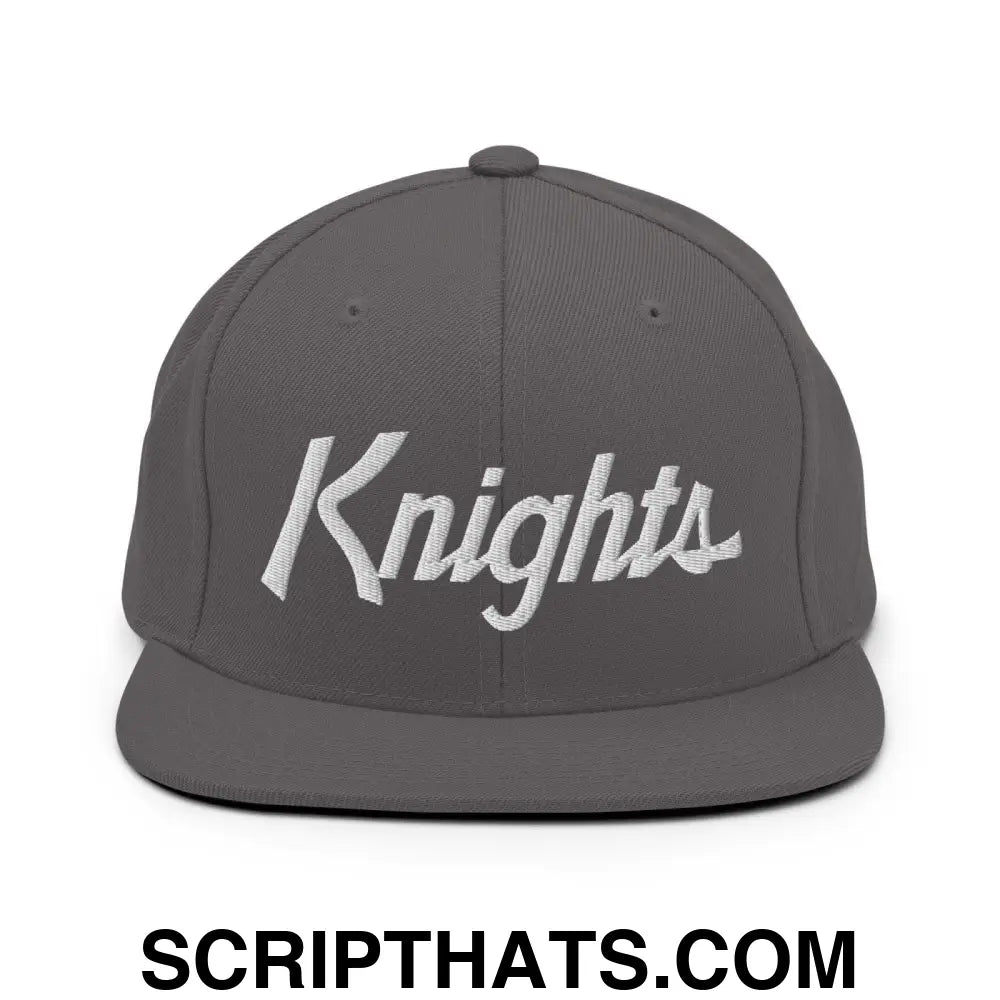 Knights School Mascot Script Snapback Hat Dark Grey