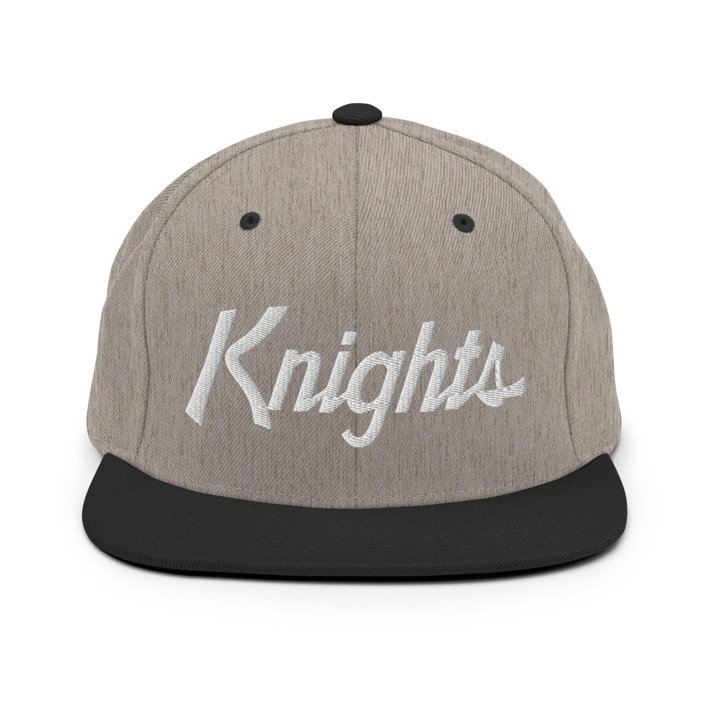 Knights School Mascot Script Snapback Hat Heather Black