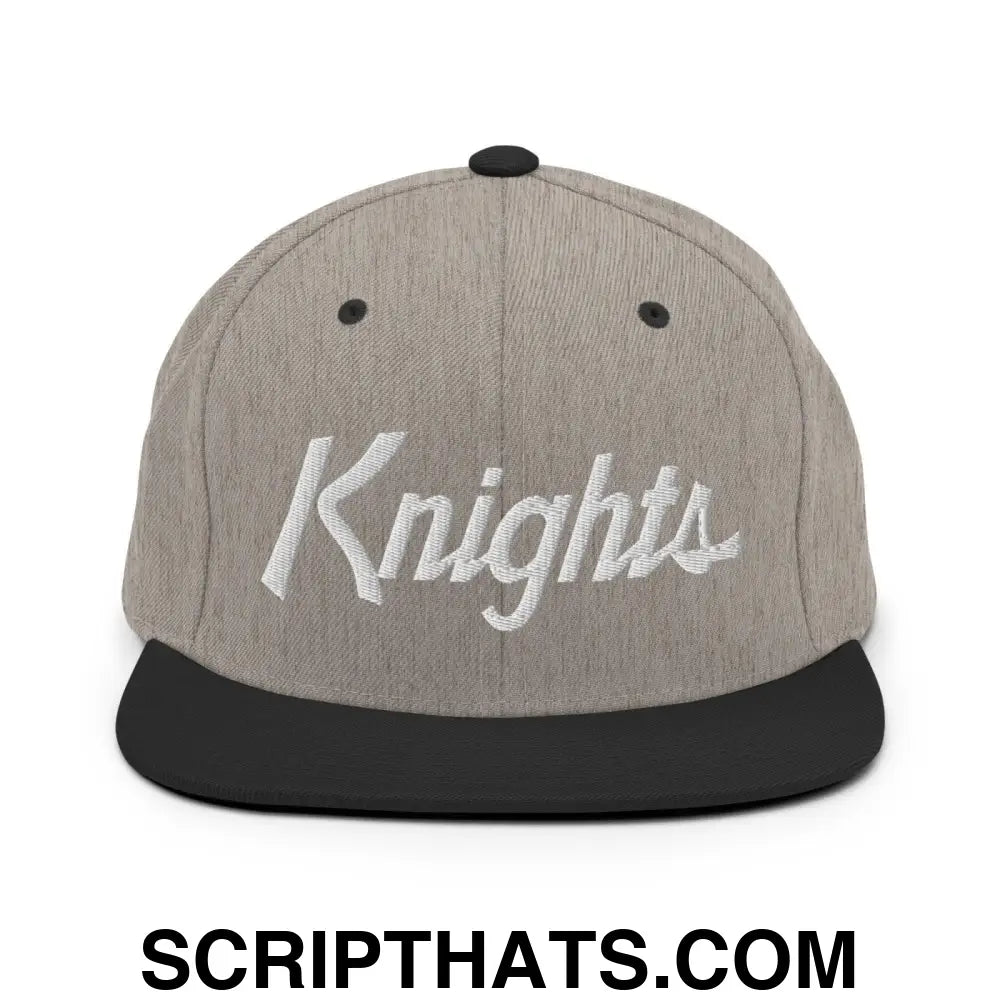 Knights School Mascot Script Snapback Hat Heather Black