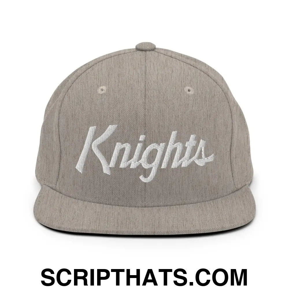 Knights School Mascot Script Snapback Hat Heather Grey