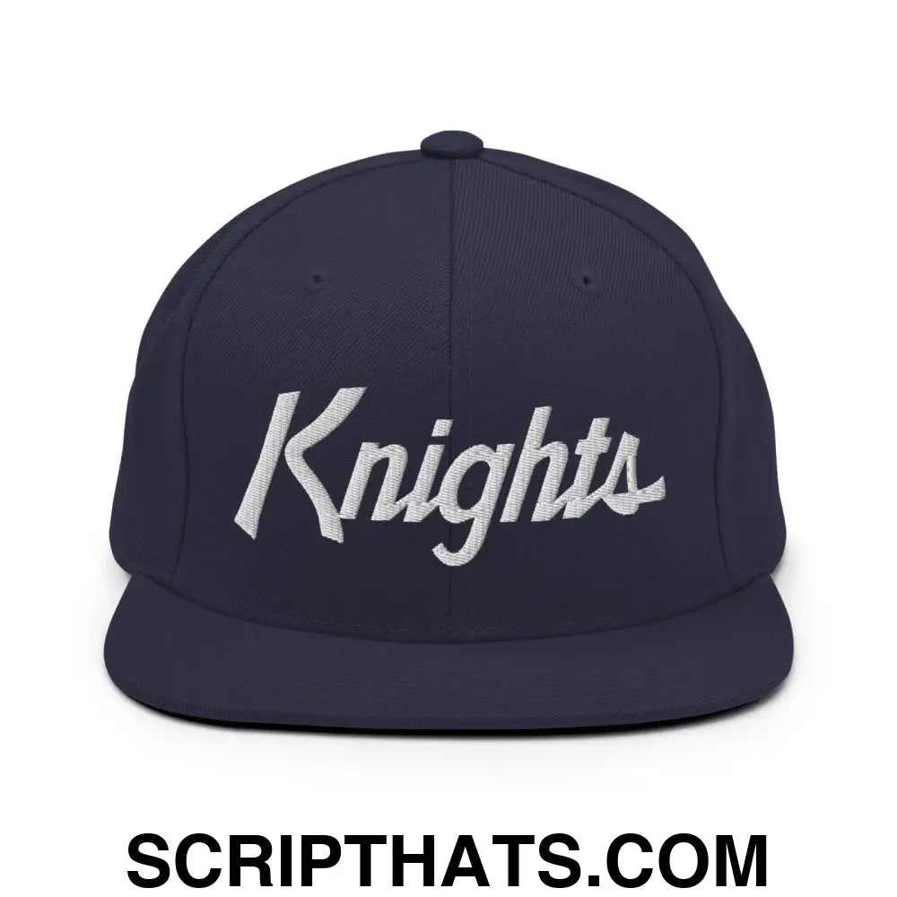 Knights School Mascot Script Snapback Hat Navy