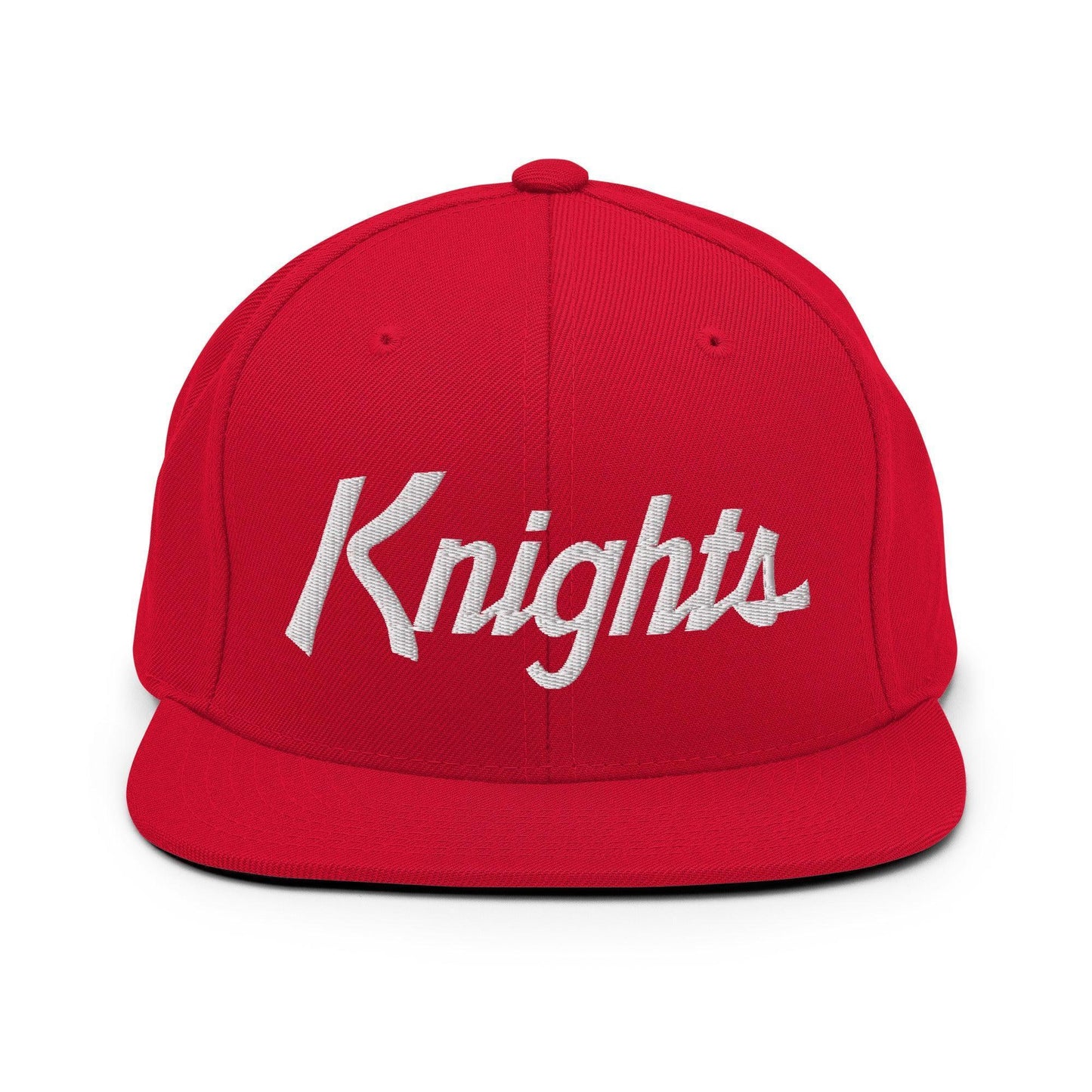 Knights School Mascot Script Snapback Hat Red