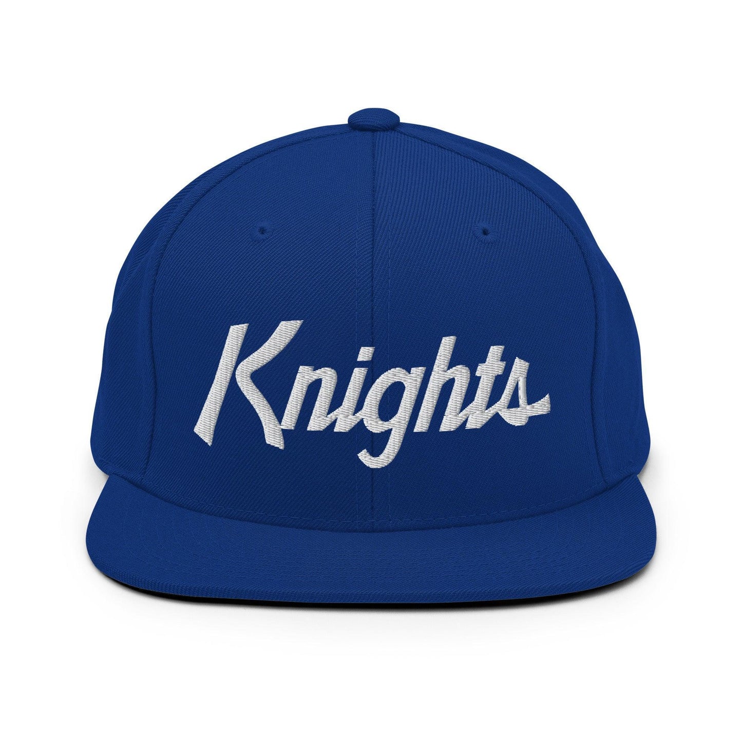 Knights School Mascot Script Snapback Hat Royal Blue