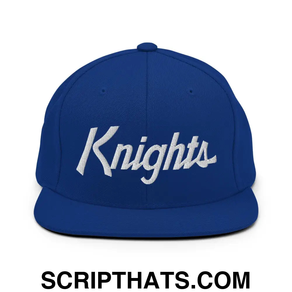 Knights School Mascot Script Snapback Hat Royal Blue