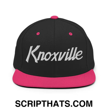 Knoxville Script Snapback Hat Black Neon Pink