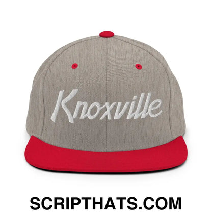 Knoxville Script Snapback Hat Heather Grey Red